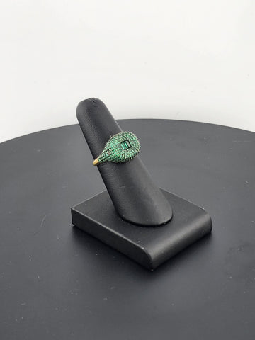 Crystal Green: Sterling Silver Multi CZ Statement Ring