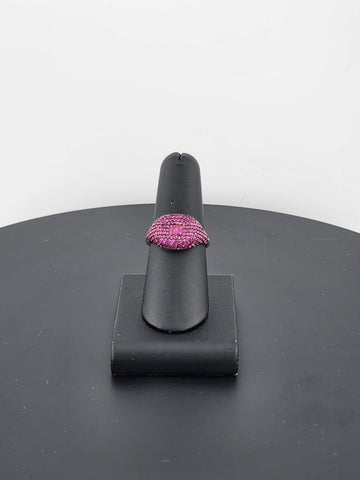 Crystal Purple: Sterling Silver Multi CZ Statement Ring