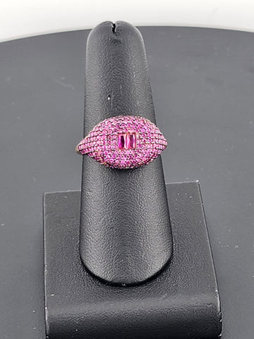 Crystal Purple: Sterling Silver Multi CZ Statement Ring