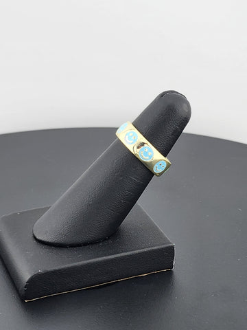 Happy Vibes: 925 Silver Blue Smiley Face Ring