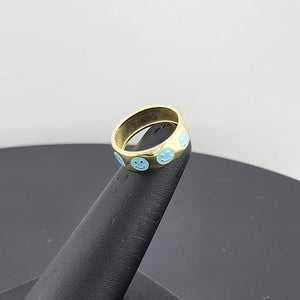Happy Vibes: 925 Silver Blue Smiley Face Ring