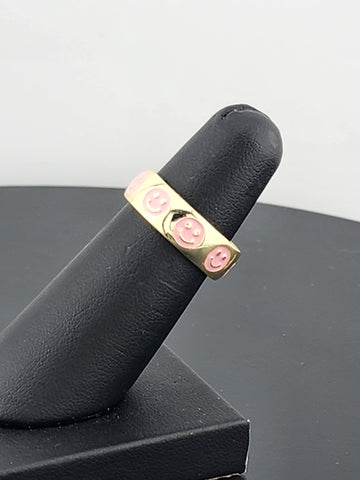Happy Vibes: 925 Silver pink Smiley Face Ring
