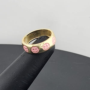 Happy Vibes: 925 Silver pink Smiley Face Ring
