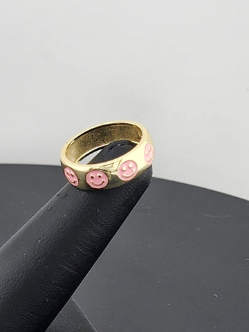 Happy Vibes: 925 Silver pink Smiley Face Ring