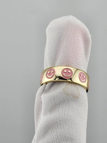 Happy Vibes: 925 Silver pink Smiley Face Ring