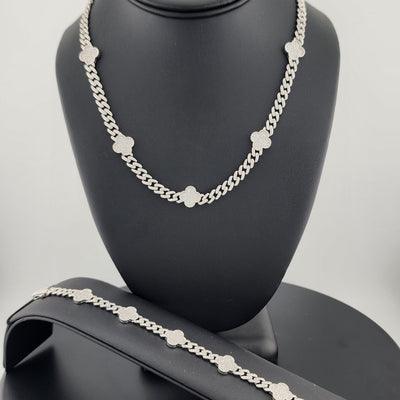 Charmed & Chic: Sterling Silver 925 Clover Jewelry Set