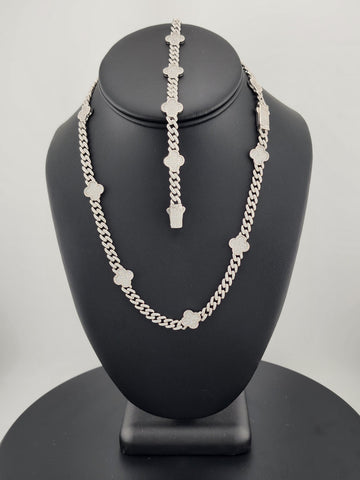 Charmed & Chic: Sterling Silver 925 Clover Jewelry Set