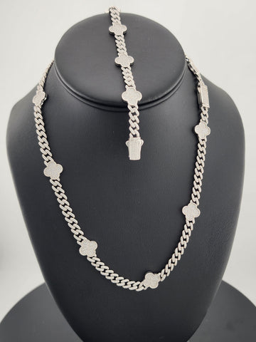 Charmed & Chic: Sterling Silver 925 Clover Jewelry Set