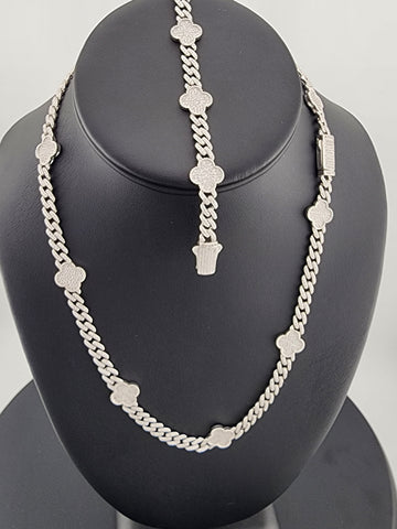 Charmed & Chic: Sterling Silver 925 Clover Jewelry Set