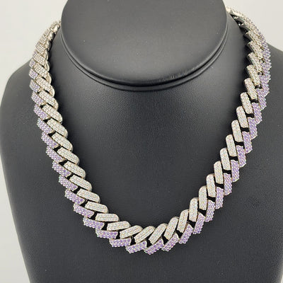 Glimmer Chic: Purple & White CZ Choker Necklace