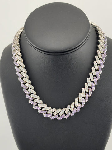 Glimmer Chic: Purple & White CZ Choker Necklace