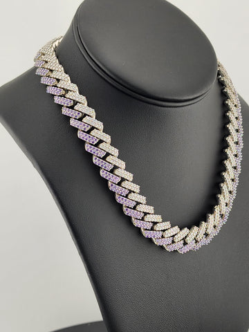 Glimmer Chic: Purple & White CZ Choker Necklace