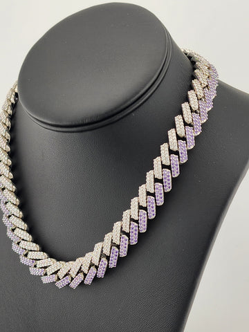 Glimmer Chic: Purple & White CZ Choker Necklace
