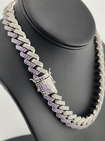 Glimmer Chic: Purple & White CZ Choker Necklace