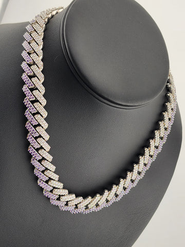 Glimmer Chic: Purple & White CZ Choker Necklace
