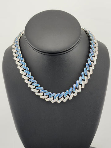 Glimmer Chic: Blue & White CZ Choker Necklace