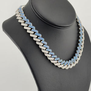 Glimmer Chic: Blue & White CZ Choker Necklace