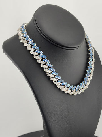 Glimmer Chic: Blue & White CZ Choker Necklace
