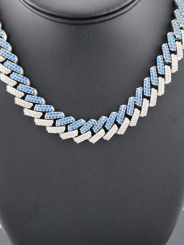 Glimmer Chic: Blue & White CZ Choker Necklace