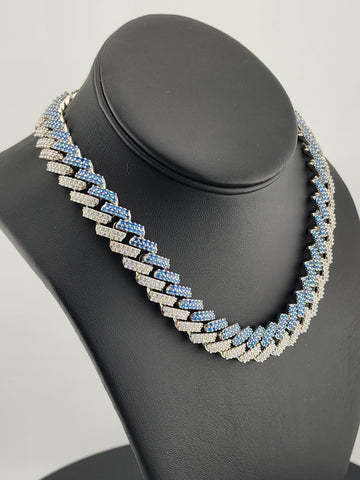Glimmer Chic: Blue & White CZ Choker Necklace