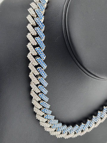 Glimmer Chic: Blue & White CZ Choker Necklace