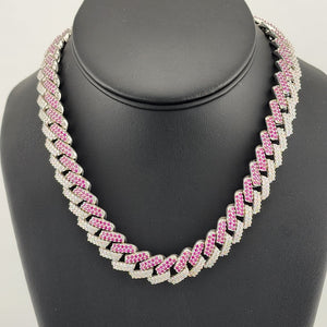 Glimmer Chic: Pink & White CZ Choker Necklace