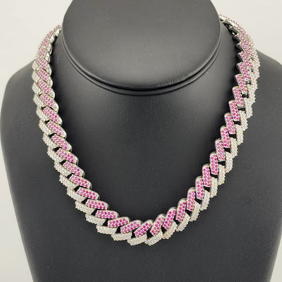 Glimmer Chic: Pink & White CZ Choker Necklace