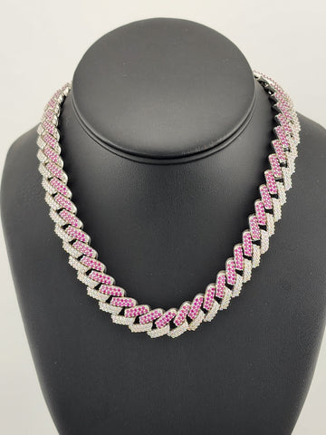Glimmer Chic: Pink & White CZ Choker Necklace