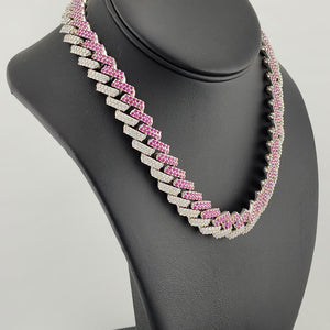 Glimmer Chic: Pink & White CZ Choker Necklace