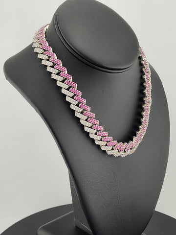 Glimmer Chic: Pink & White CZ Choker Necklace