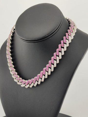 Glimmer Chic: Pink & White CZ Choker Necklace