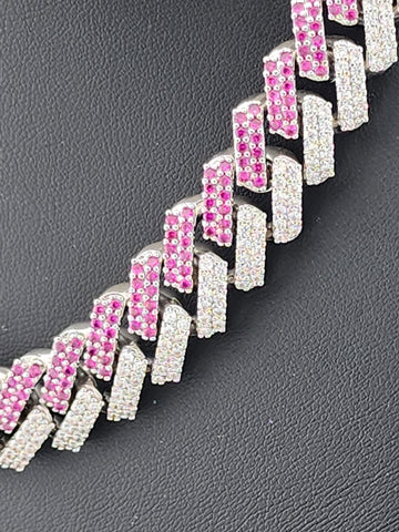 Glimmer Chic: Pink & White CZ Choker Necklace