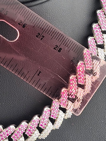Glimmer Chic: Pink & White CZ Choker Necklace