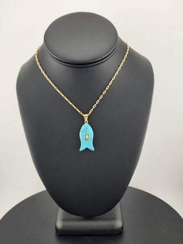 Under the Sea Vibes – Fish-Shaped Turquoise Necklace with Stone