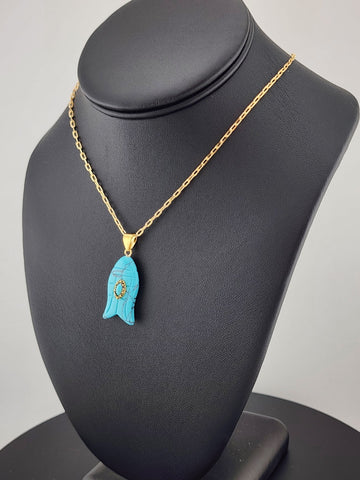 Under the Sea Vibes – Fish-Shaped Turquoise Necklace with Stone