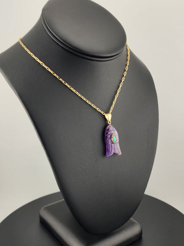 Under the Sea Vibes – Fish-Shaped Purple Agate Necklace with Stone