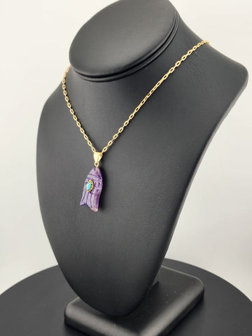 Under the Sea Vibes – Fish-Shaped Purple Agate Necklace with Stone