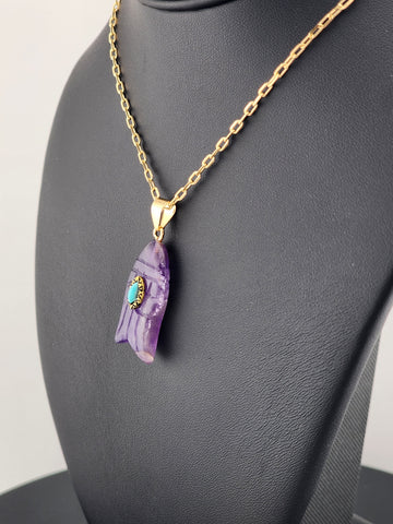 Under the Sea Vibes – Fish-Shaped Purple Agate Necklace with Stone