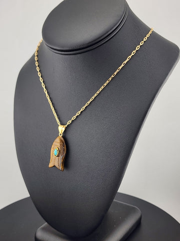 Under the Sea Vibes – Fish-Shaped Eye Of Tiger Necklace with Stone