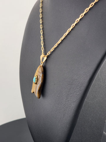 Under the Sea Vibes – Fish-Shaped Eye Of Tiger Necklace with Stone