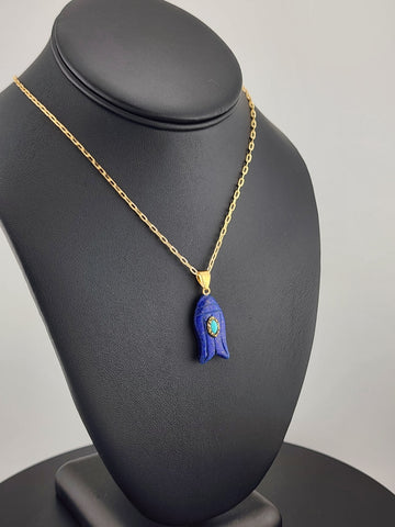 Under the Sea Vibes – Fish-Shaped Blue Agate Necklace with Stone