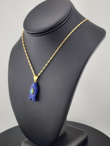 Under the Sea Vibes – Fish-Shaped Blue Agate Necklace with Stone