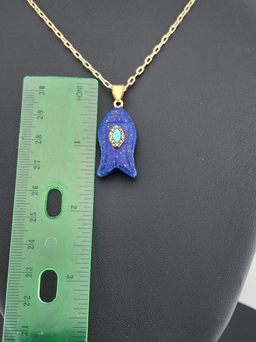 Under the Sea Vibes – Fish-Shaped Blue Agate Necklace with Stone