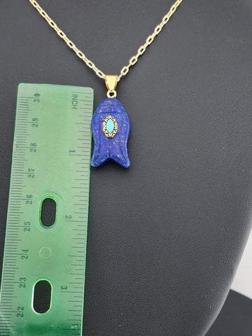 Under the Sea Vibes – Fish-Shaped Blue Agate Necklace with Stone