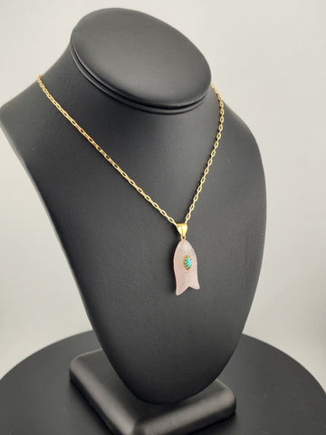 Under the Sea Vibes – Fish-Shaped Pink Agate Necklace with Stone