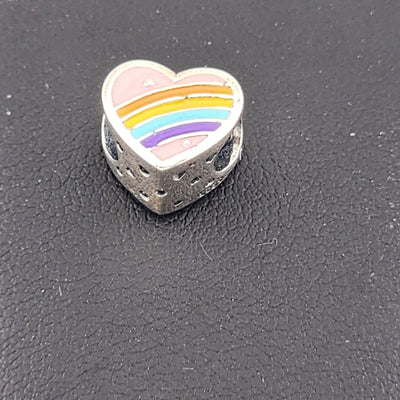 Sterling Silver 925 Heart Charm – Multi-Color Enamel – Brand New