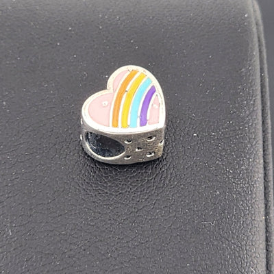 Sterling Silver 925 Heart Charm – Multi-Color Enamel – Brand New