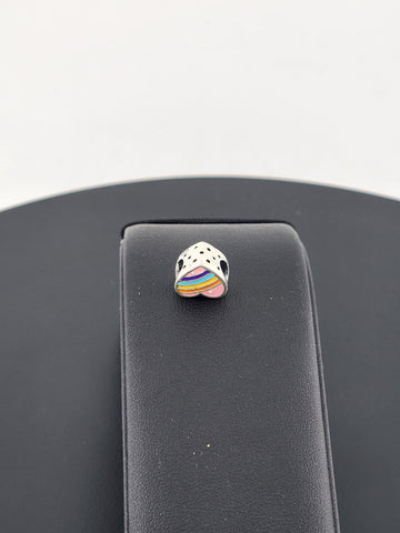 Sterling Silver 925 Heart Charm – Multi-Color Enamel – Brand New