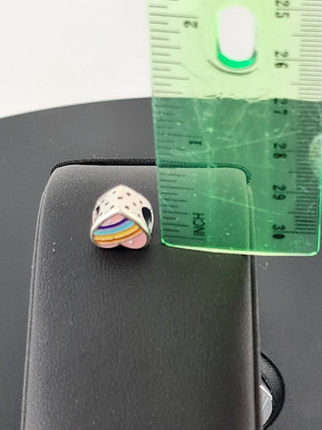 Sterling Silver 925 Heart Charm – Multi-Color Enamel – Brand New