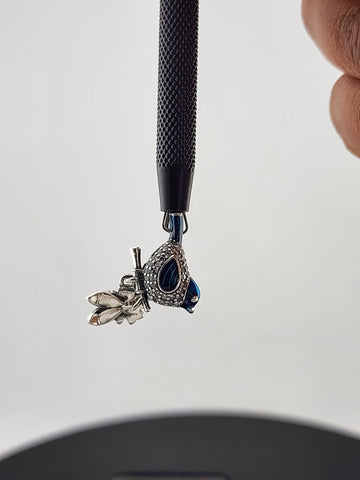 Sterling Silver 925 Charm – Blue Bird with Flower Design – Brand New